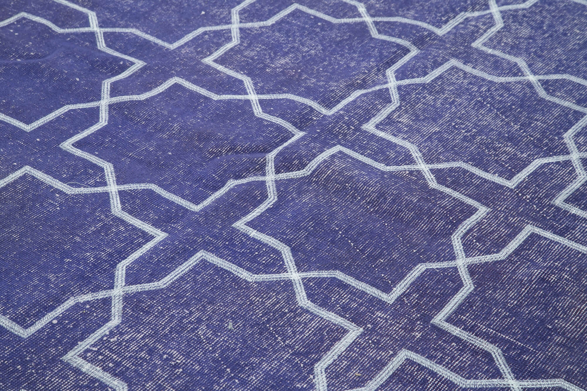 Handmade Geometric Rug | Purple Wool Carpet - Soft Cotton Wool Area Rug 6'11''x10'