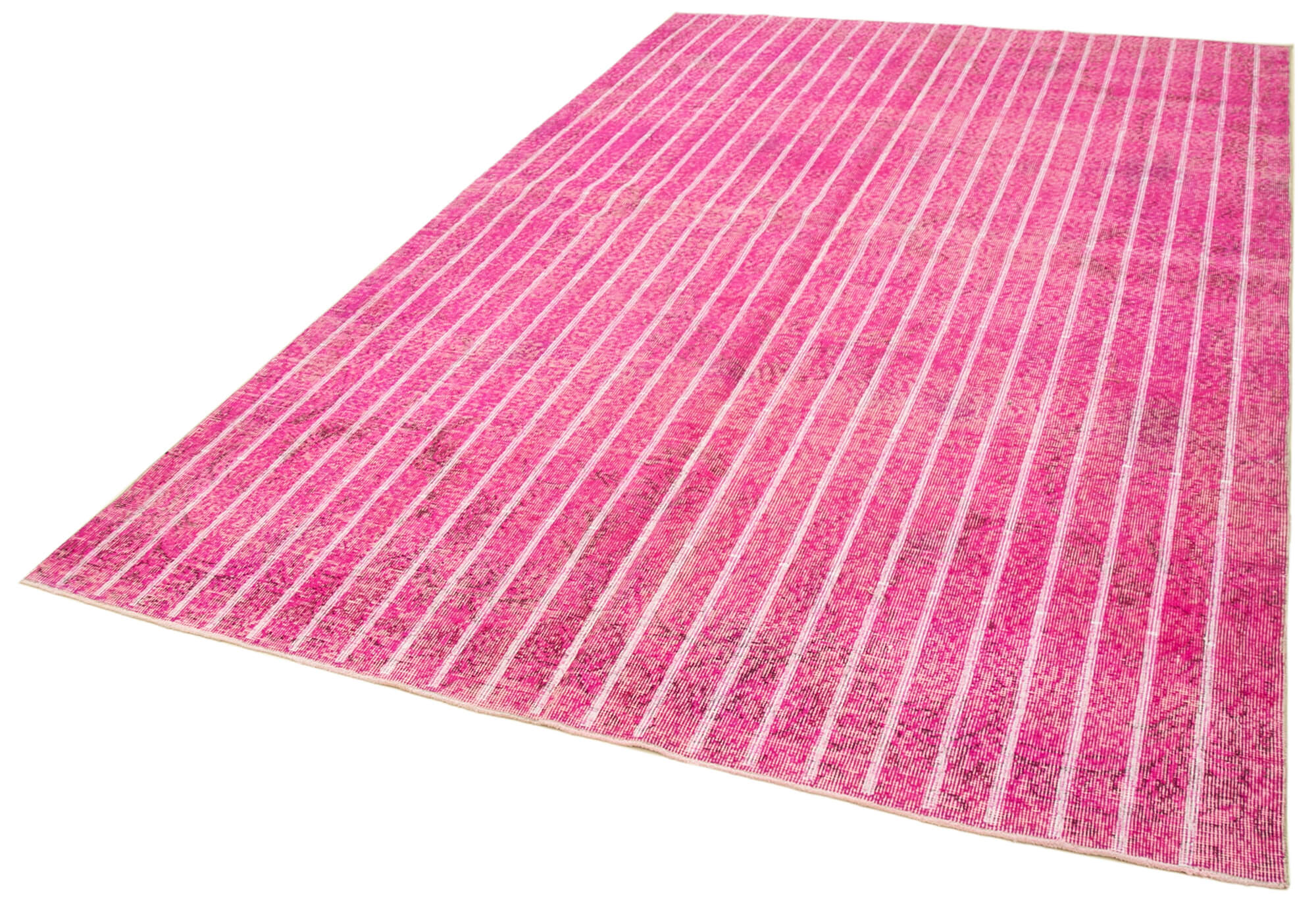 Handmade Geometric Rug - Pink Area Rug Cotton Wool Durable Wool Carpet 6'5"x10'1"