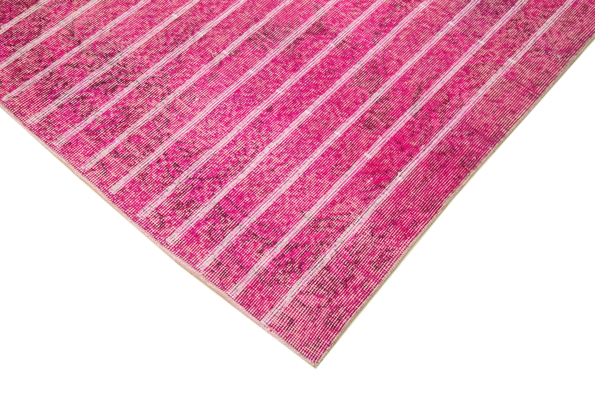 Handmade Geometric Rug - Pink Area Rug Cotton Wool Durable Wool Carpet 6'5"x10'1"