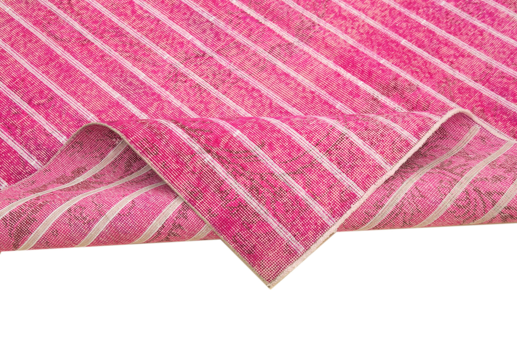 Handmade Geometric Rug - Pink Area Rug Cotton Wool Durable Wool Carpet 6'5"x10'1"