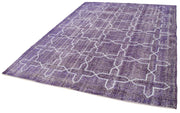 Handmade Geometric Rug - Purple Area Rug | Cotton Wool Carpet 7'3''x9'10''