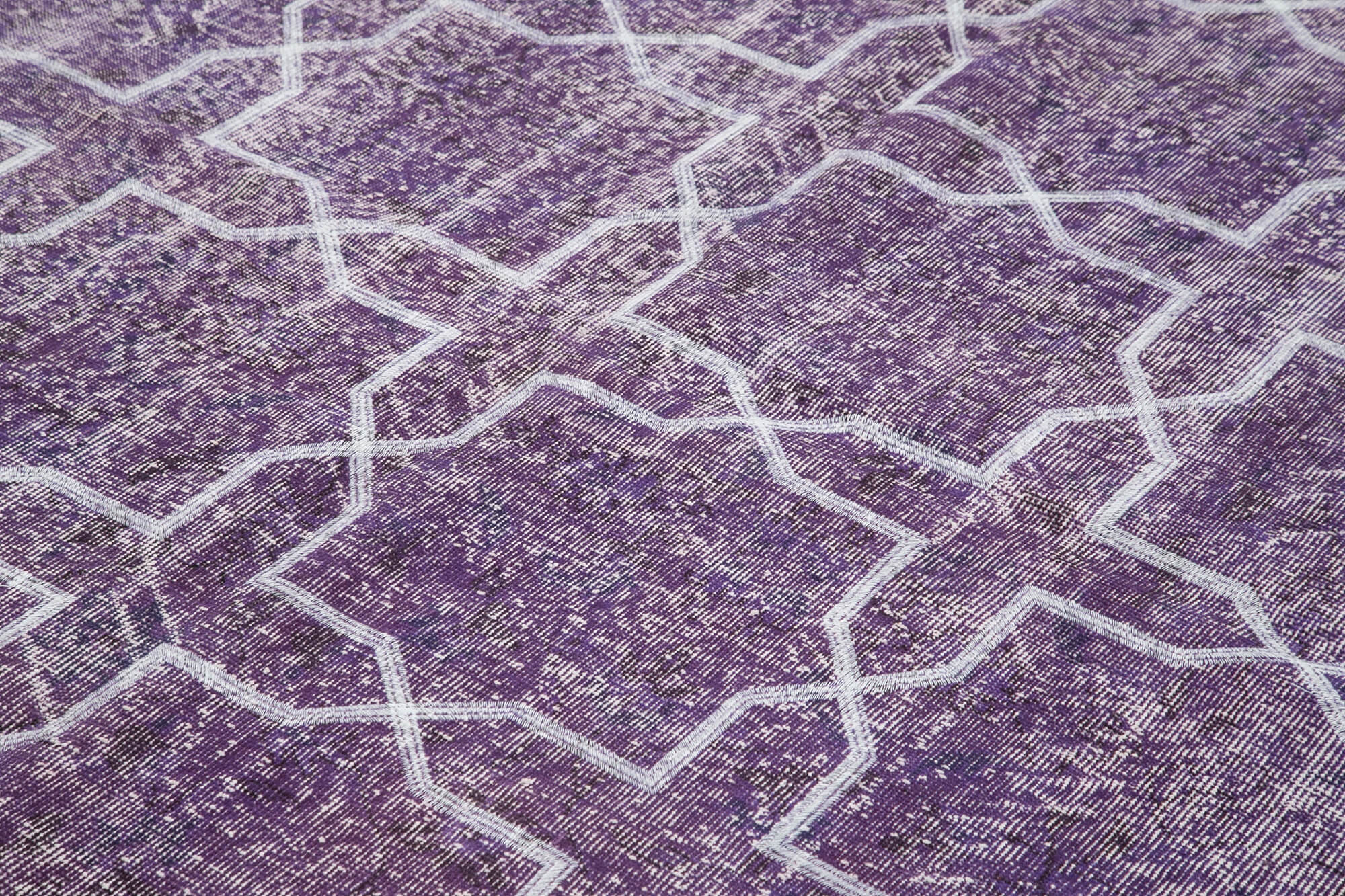 Handmade Geometric Rug - Purple Area Rug | Cotton Wool Carpet 7'3''x9'10''