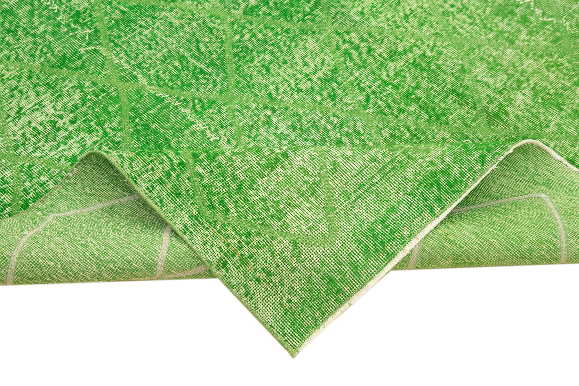Handmade Geometric Rug - Green Area Rug Cotton Wool Carpet 6'5''x9'9''