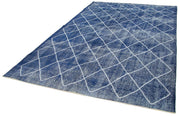 Handmade Geometric Rug | Flat Weave Carpet, Blue Area Rug, Durable Wool Carpet 7x10