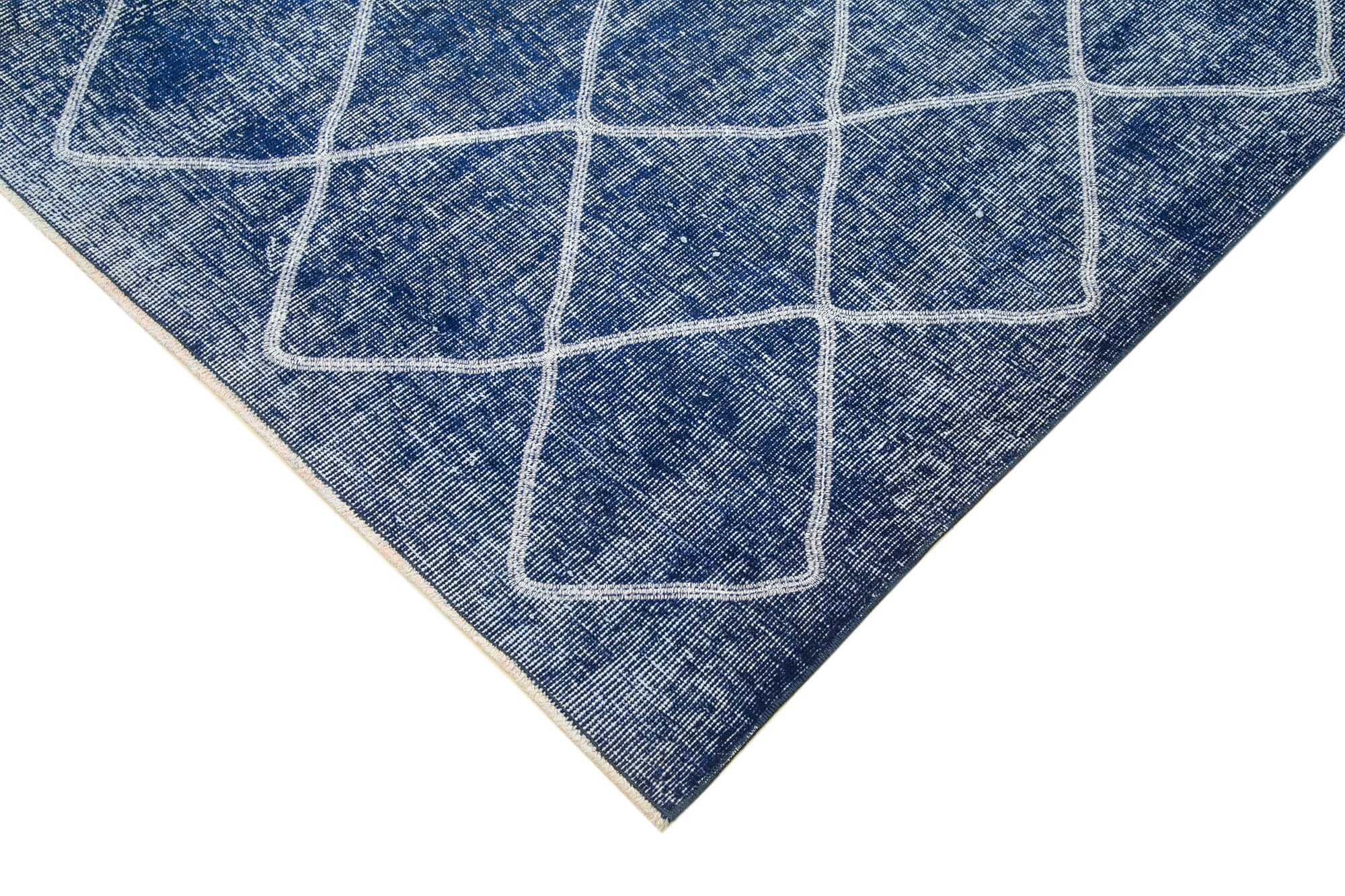 Handmade Geometric Rug | Flat Weave Carpet, Blue Area Rug, Durable Wool Carpet 7x10