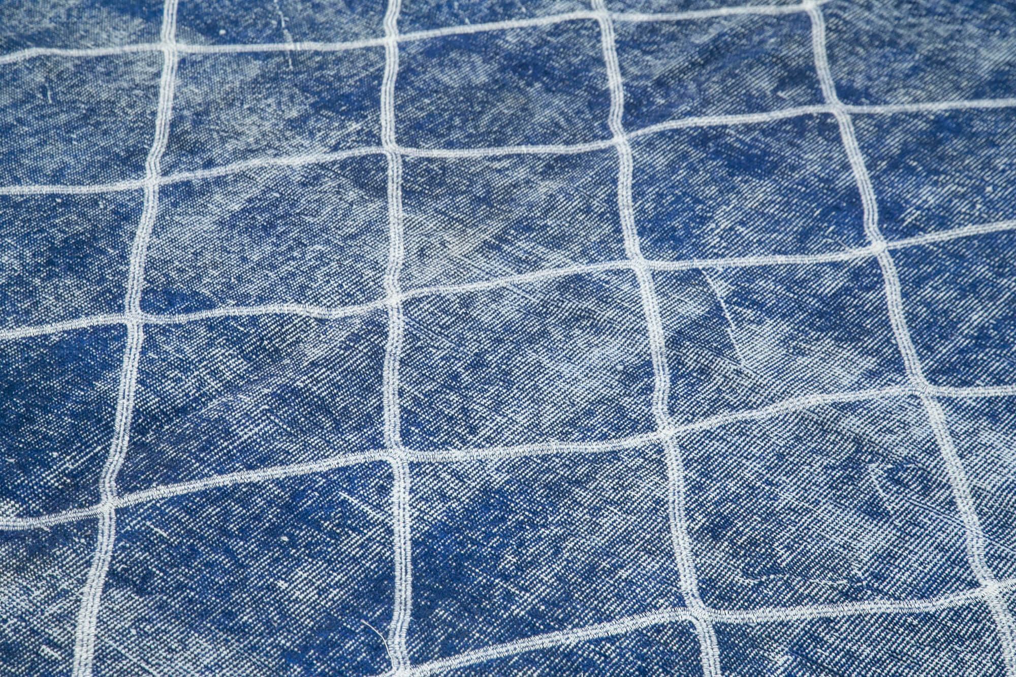 Handmade Geometric Rug | Flat Weave Carpet, Blue Area Rug, Durable Wool Carpet 7x10