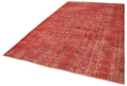 Handmade Geometric Rug – Red Wool & Cotton Wool Area Rug 6'9''x11'1'' Durable Natural Fiber