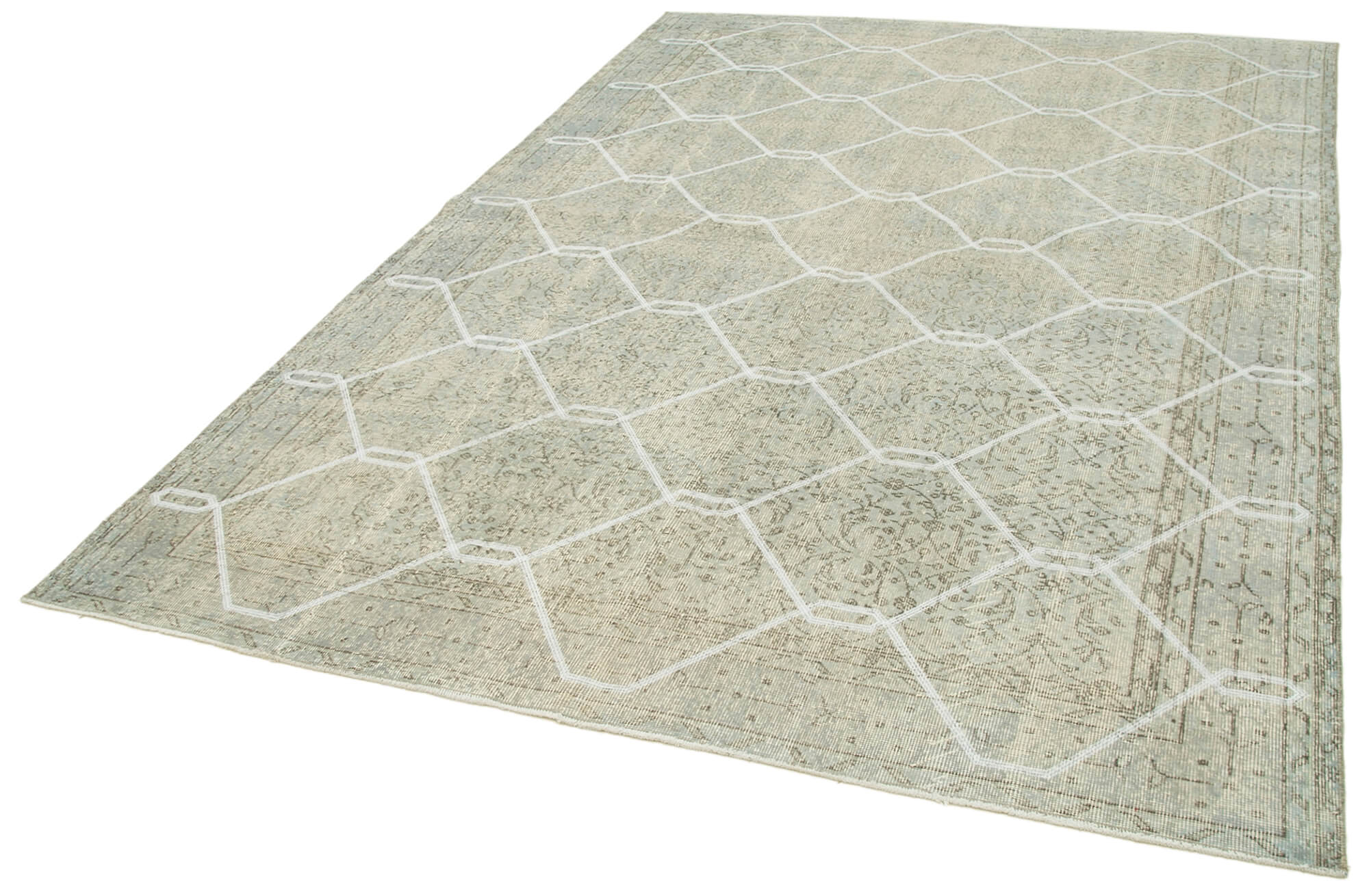 Handmade Area Rug – Grey Geometric Carpet | Cotton Wool Rug 6'8''x9'8''