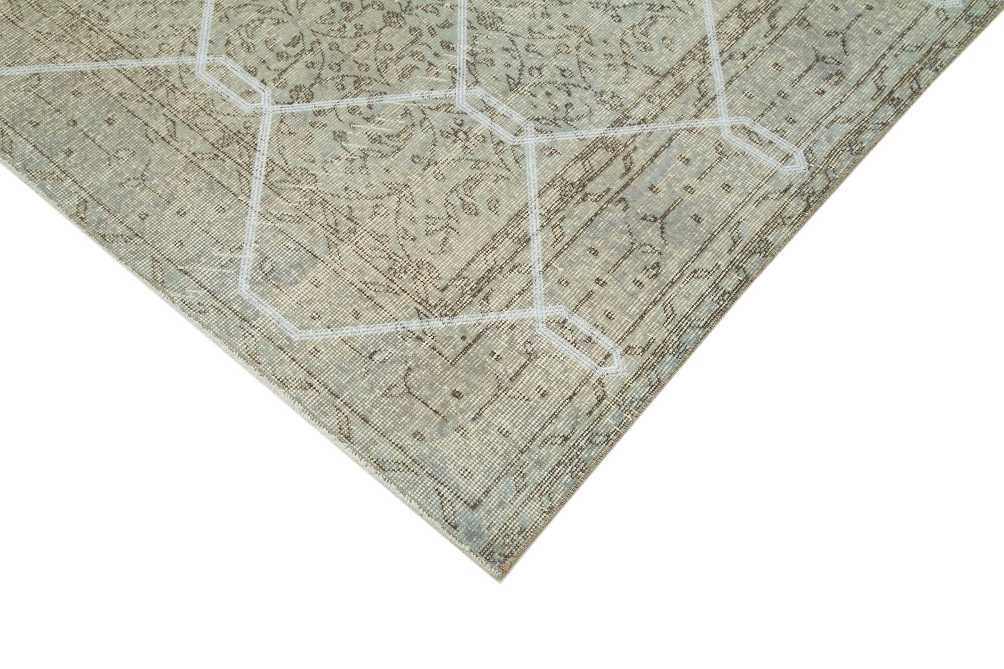 Handmade Area Rug – Grey Geometric Carpet | Cotton Wool Rug 6'8''x9'8''