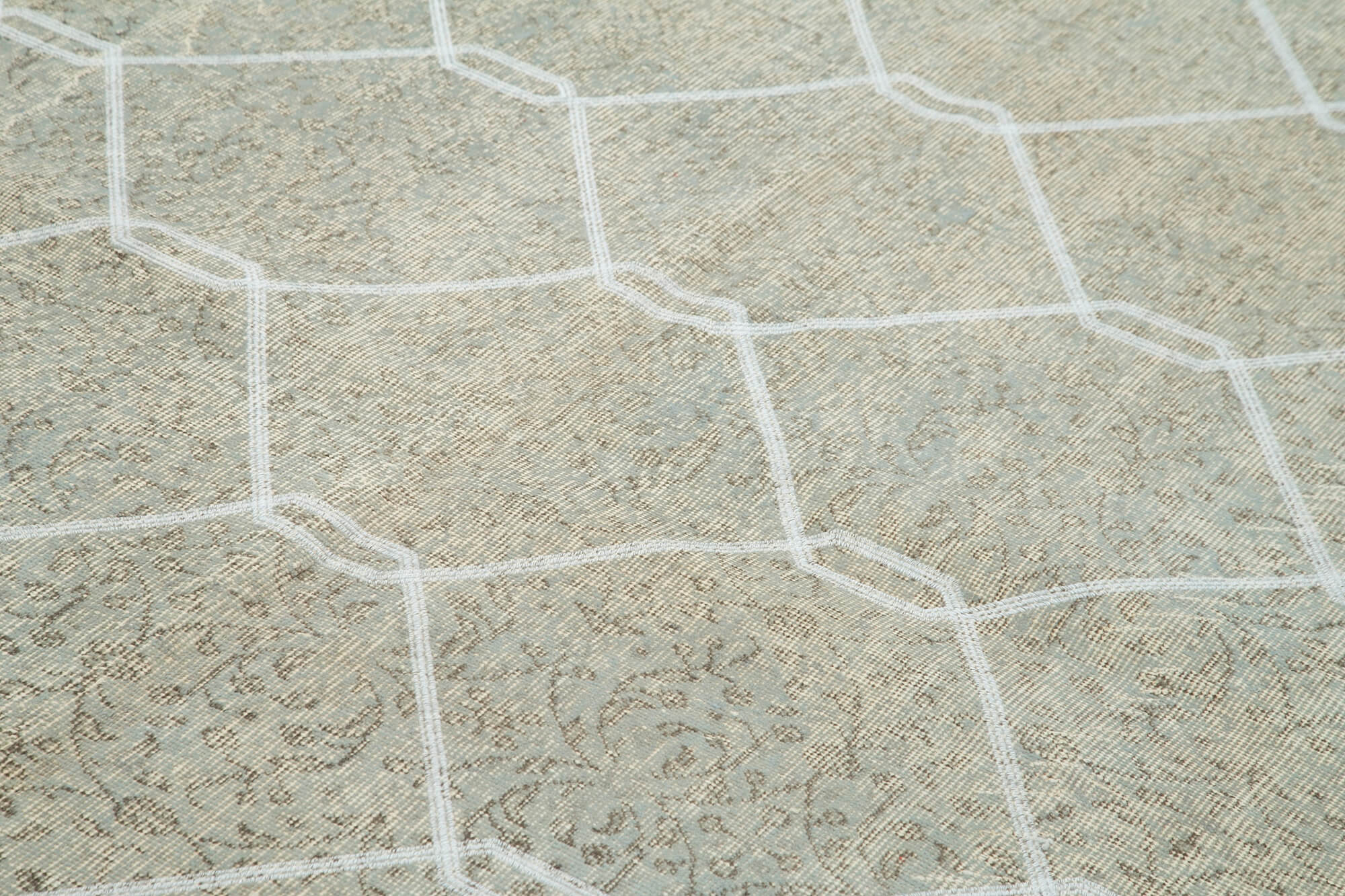 Handmade Area Rug – Grey Geometric Carpet | Cotton Wool Rug 6'8''x9'8''