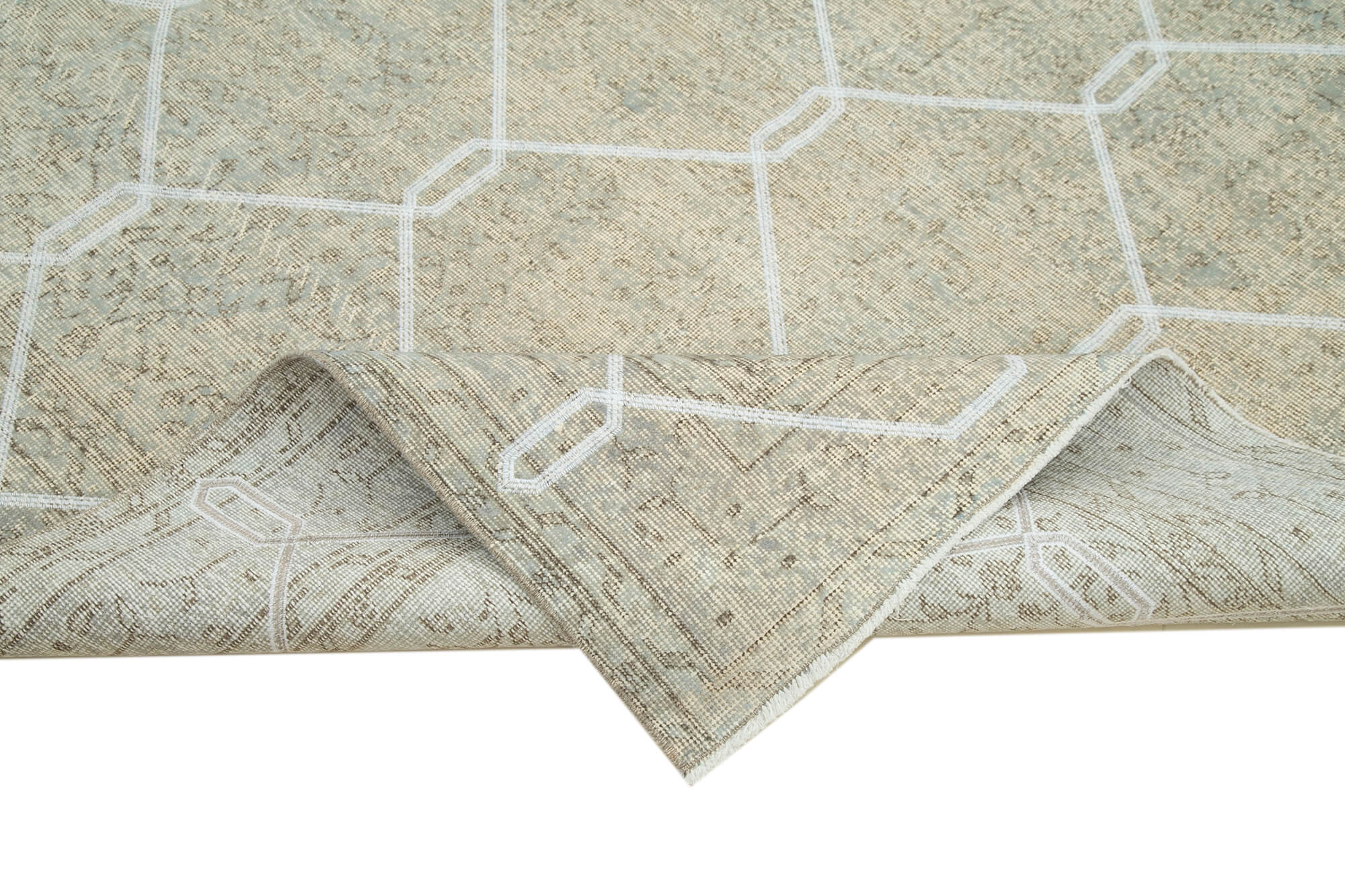 Handmade Area Rug – Grey Geometric Carpet | Cotton Wool Rug 6'8''x9'8''