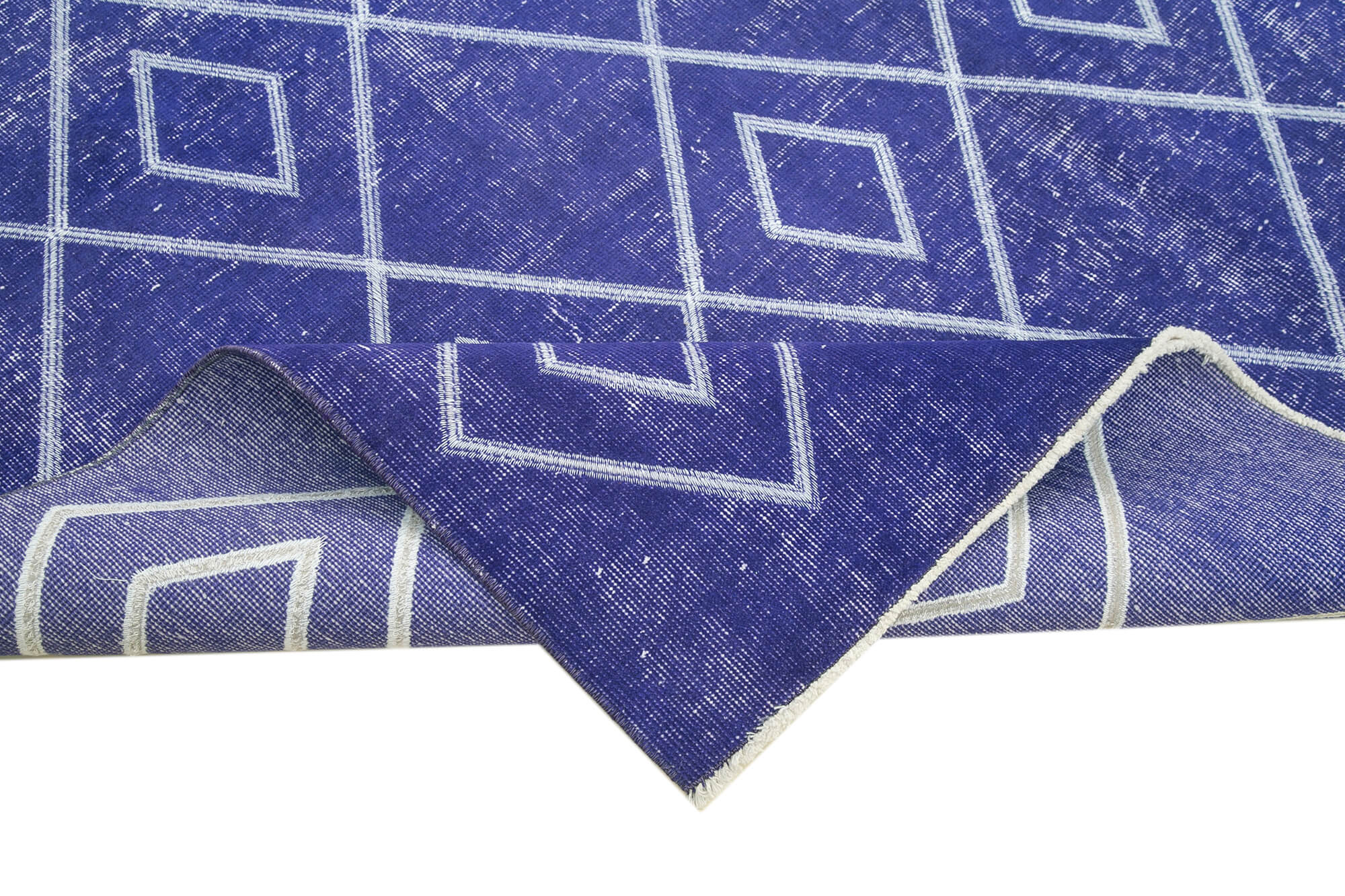 Handmade Geometric Rug – Purple Area Rug with Durable Cotton Wool Carpet Blend 6'5''x9'9''