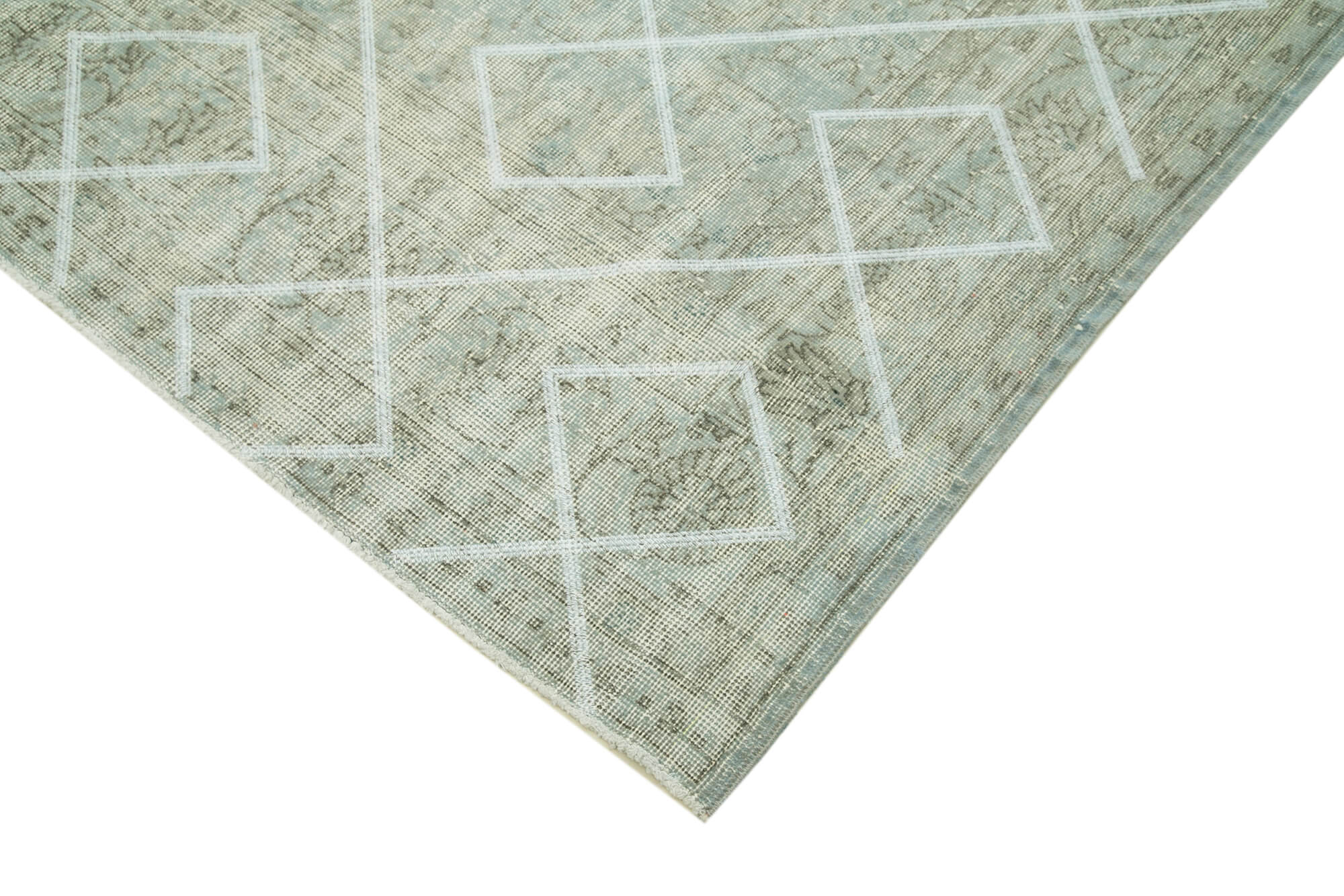 Handmade Geometric Rug – Grey Area Rug Cotton Wool Carpet 6'9'' x 10'4''