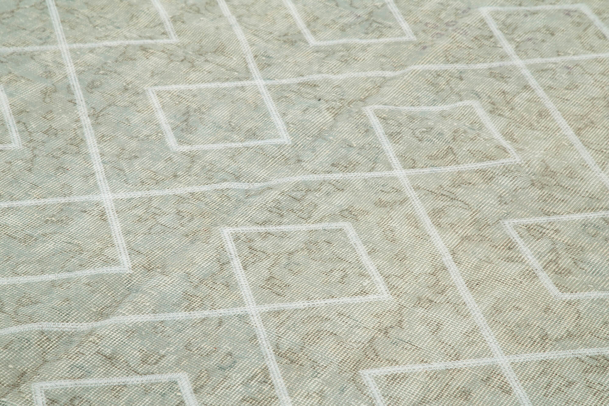 Handmade Geometric Rug – Grey Area Rug Cotton Wool Carpet 6'9'' x 10'4''