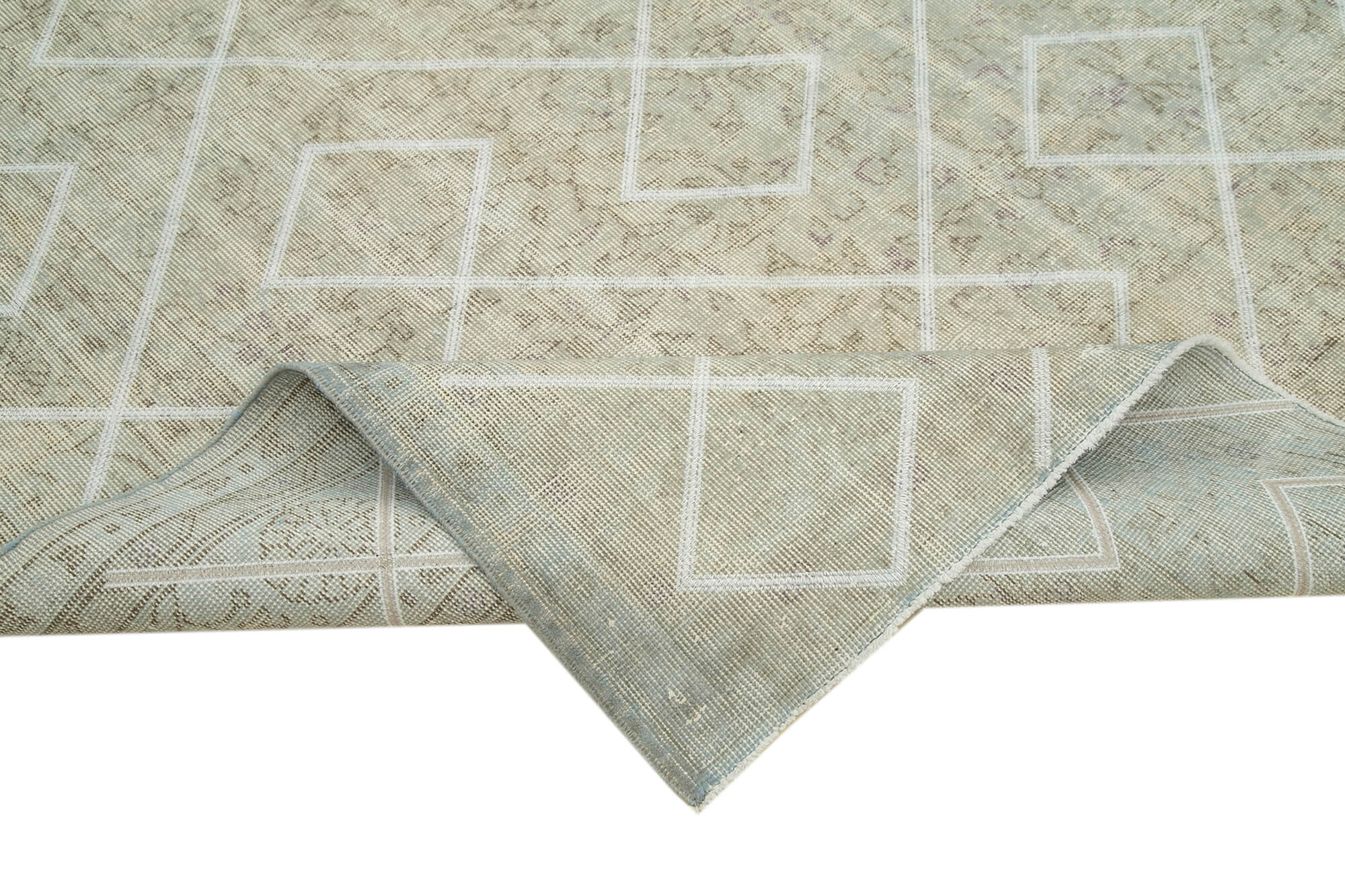 Handmade Geometric Rug – Grey Area Rug Cotton Wool Carpet 6'9'' x 10'4''