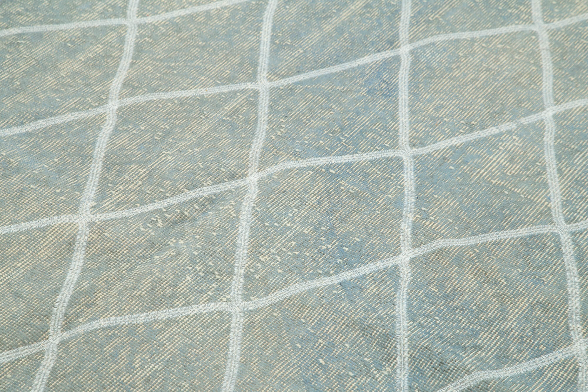 Handmade Geometric Rug - Blue Area Rug, Cotton Wool Carpet 5x8 Feet