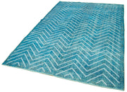 Handmade Geometric Rug - Turquoise Area Rug 5x9, Cotton Wool Carpet Durable Weave