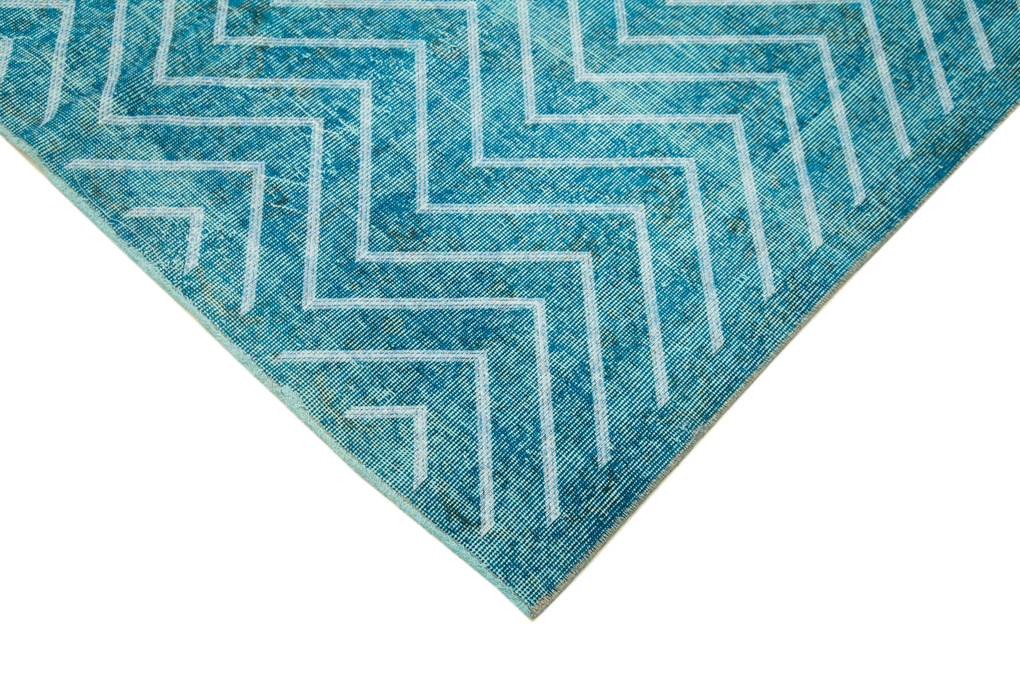 Handmade Geometric Rug - Turquoise Area Rug 5x9, Cotton Wool Carpet Durable Weave