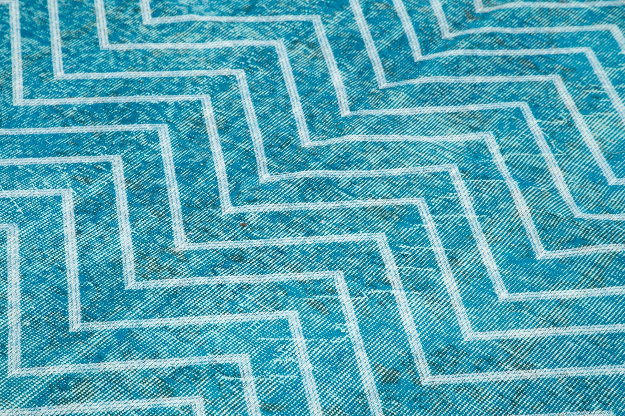 Handmade Geometric Rug - Turquoise Area Rug 5x9, Cotton Wool Carpet Durable Weave