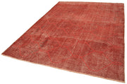 Handmade Area Rug - Red Geometric Cotton Wool Carpet 6'10'' x 9'11'' | Hand Woven Design