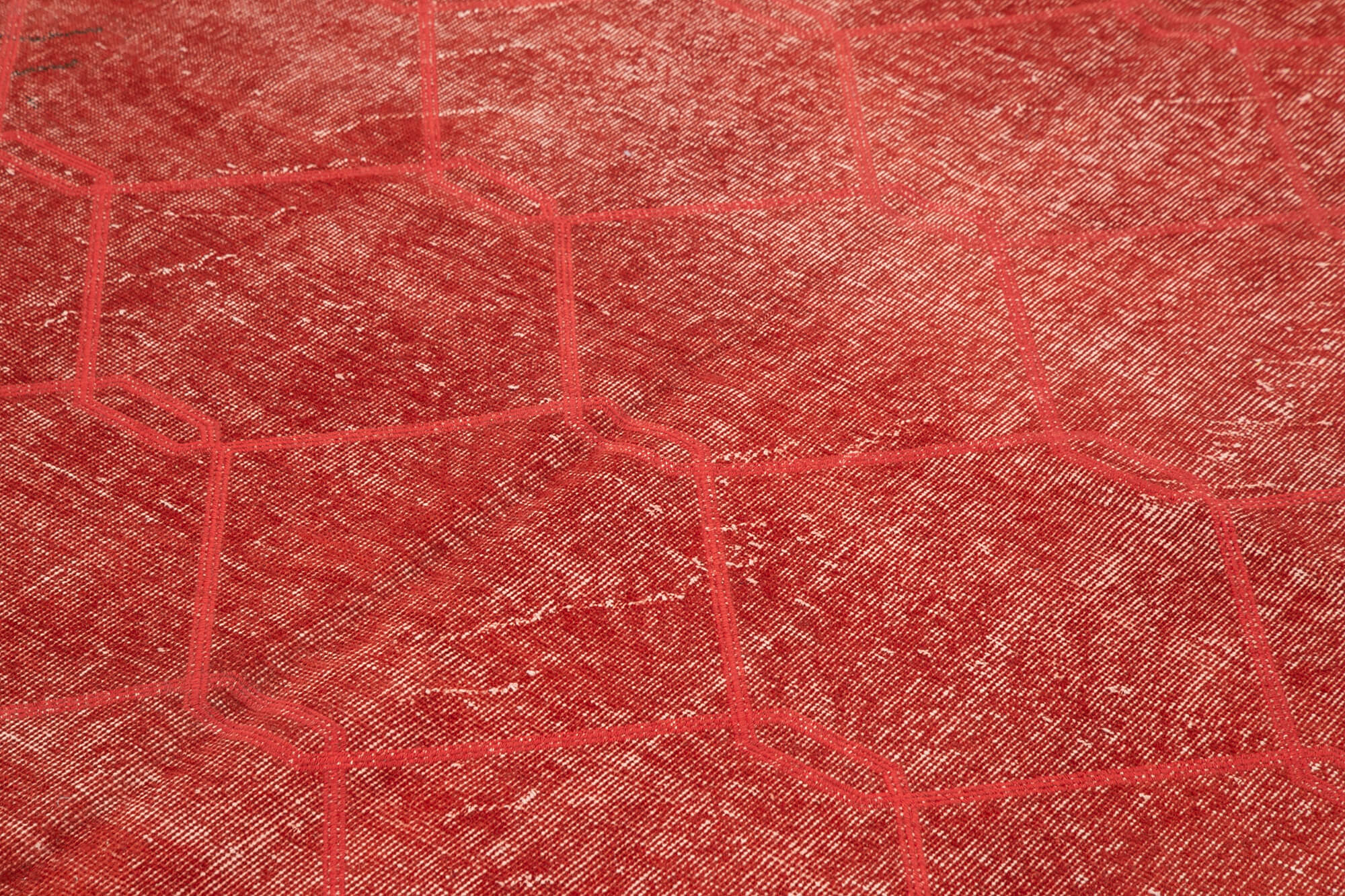 Handmade Area Rug - Red Geometric Cotton Wool Carpet 6'10'' x 9'11'' | Hand Woven Design