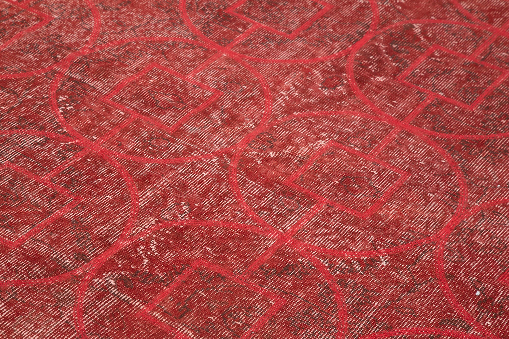 Handmade Geometric Rug – Red Area Rug Cotton Wool Carpet 5'7''x9'3''