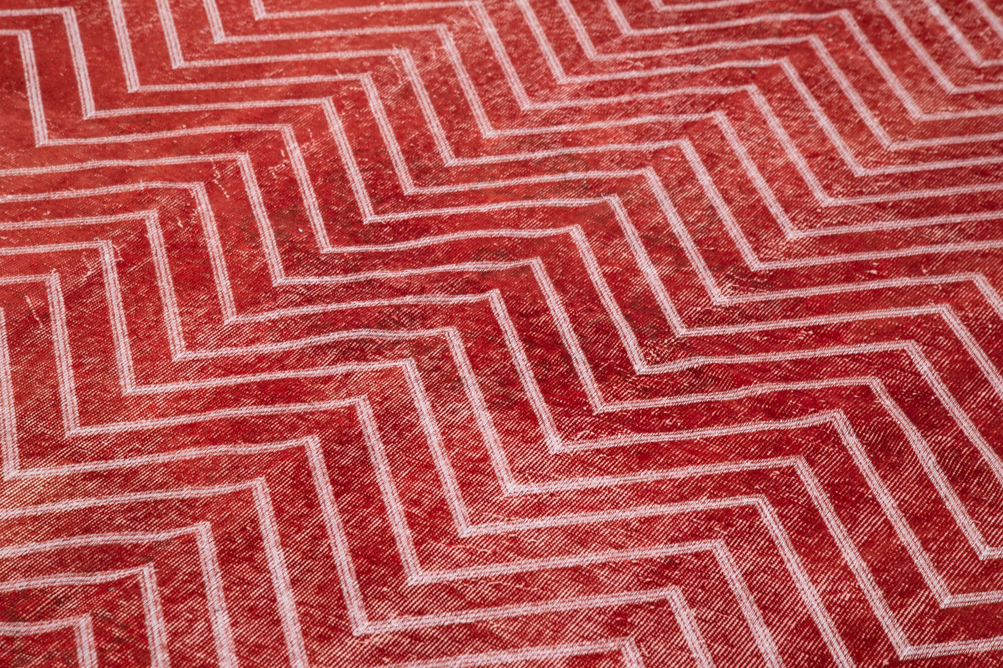 Handmade Geometric Rug – Red Geometric Carpet Cotton Wool Area Rug 6'9''x9'11''