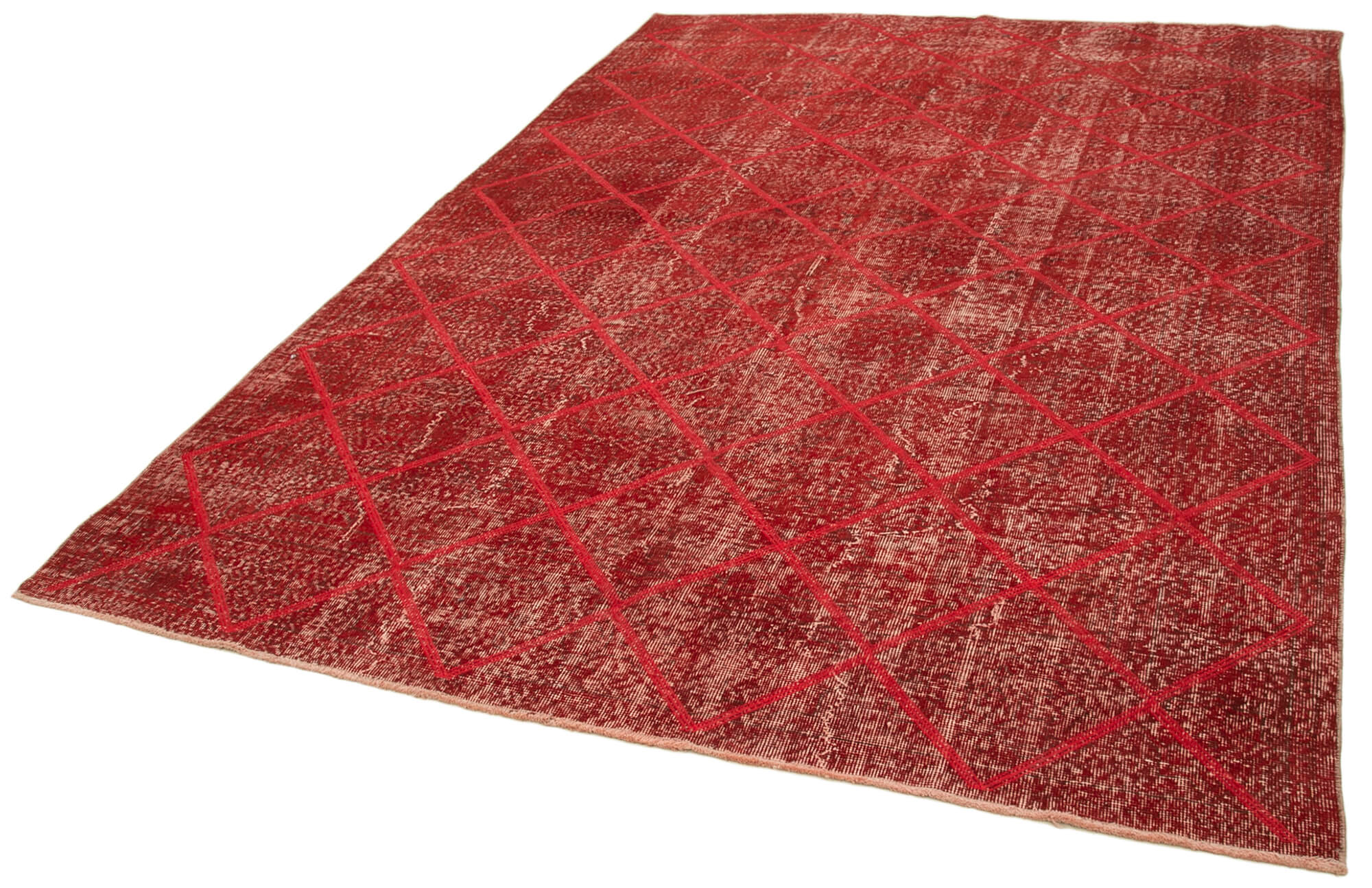 Handmade Geometric Rug - Red Area Rug | Cotton Wool Carpet, Durable & Soft