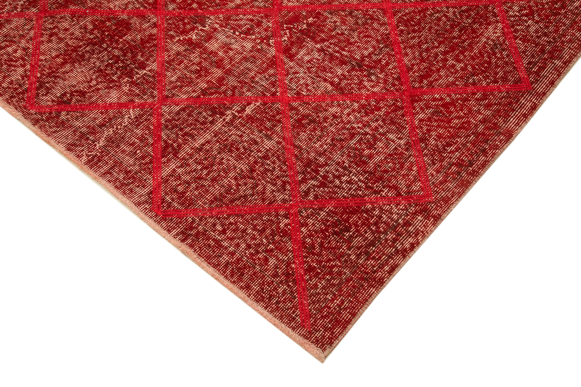 Handmade Geometric Rug - Red Area Rug | Cotton Wool Carpet, Durable & Soft