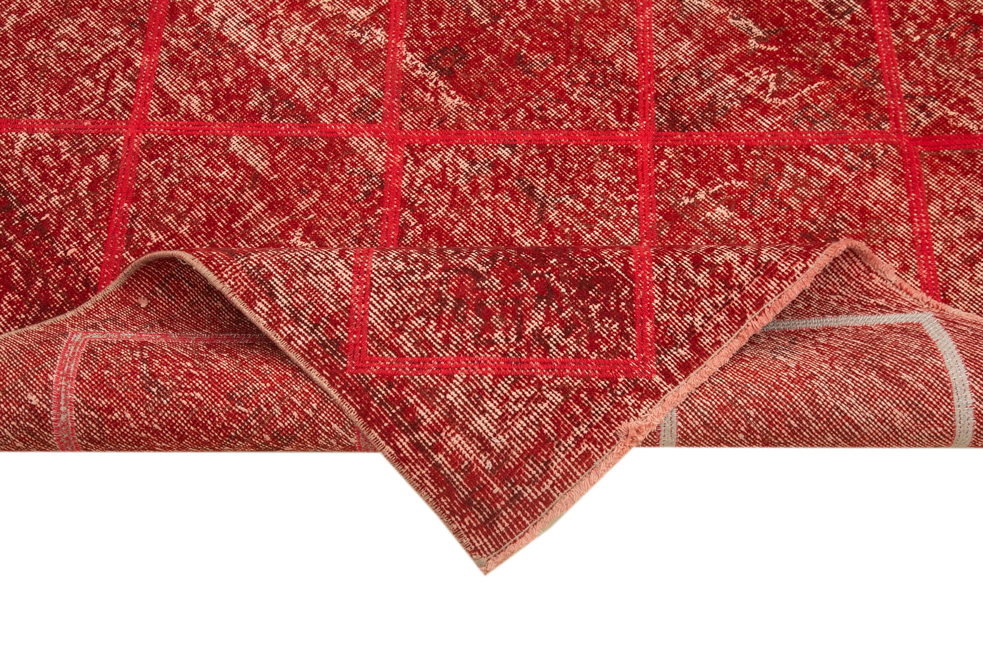 Handmade Geometric Rug - Red Area Rug | Cotton Wool Carpet, Durable & Soft