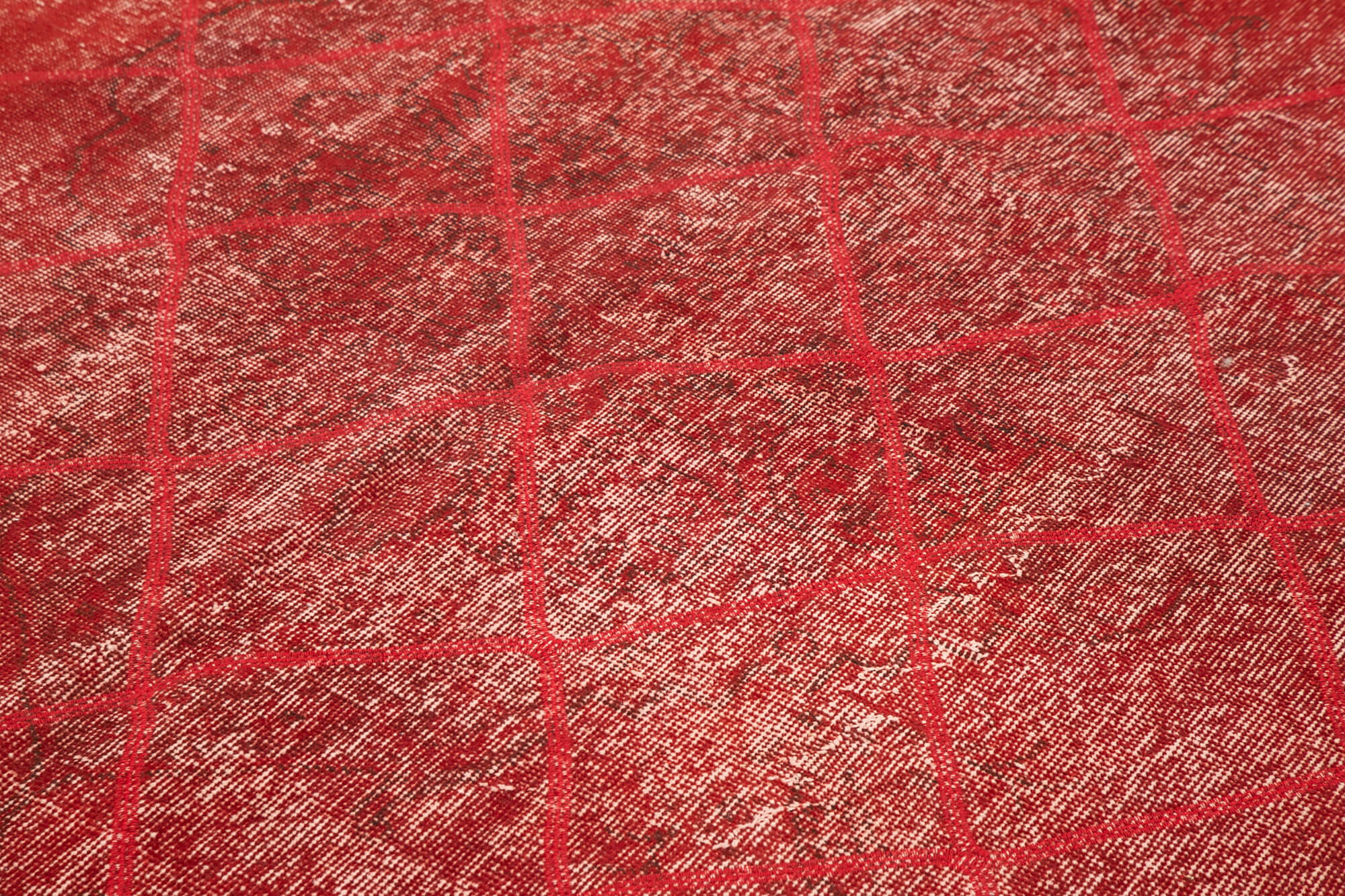 Handmade Wool Area Rug - Red Geometric Cotton Wool Rug | Vintage Turkish Carpet 6'10" x 10'9"