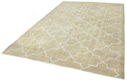 Handmade Geometric Rug – Grey Cotton Wool Carpet, Turkish Hand Knotted 6'11''x10'2''
