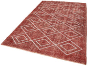 Handmade Geometric Rug - Red Geometric Area Rug | Cotton Wool Carpet 5'5''x8'9''