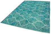 Handmade Geometric Rug | Vintage Turkish Carpet, Wool Cotton Area Rug – Soft Natural Fiber, 6'7"x9'9"