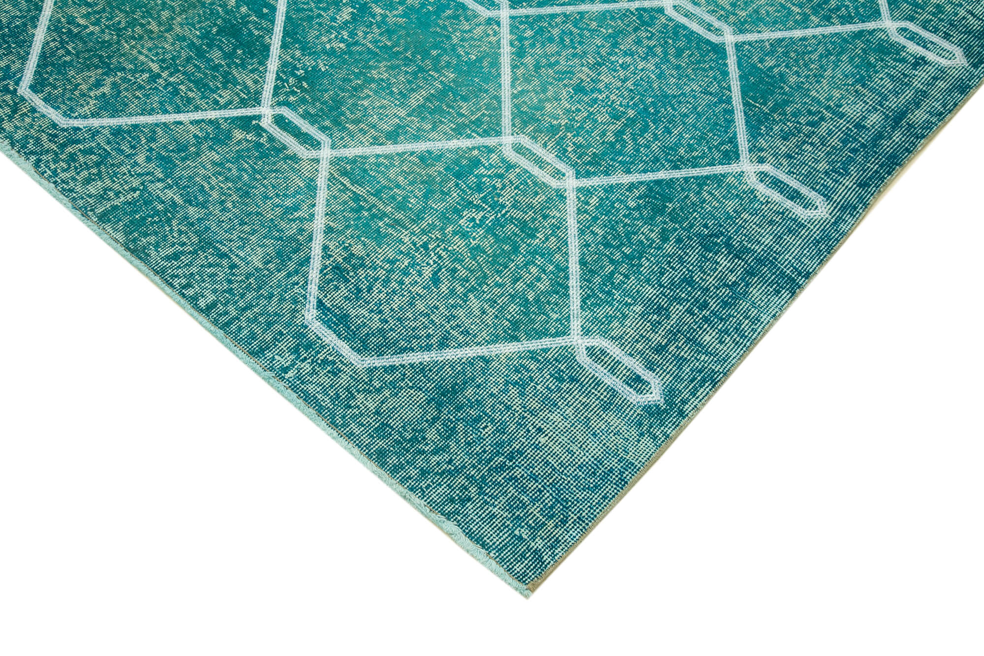 Handmade Geometric Rug | Vintage Turkish Carpet, Wool Cotton Area Rug – Soft Natural Fiber, 6'7"x9'9"