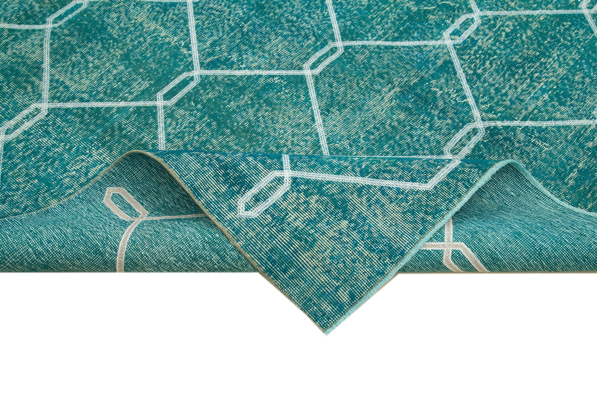 Handmade Geometric Rug | Vintage Turkish Carpet, Wool Cotton Area Rug – Soft Natural Fiber, 6'7"x9'9"