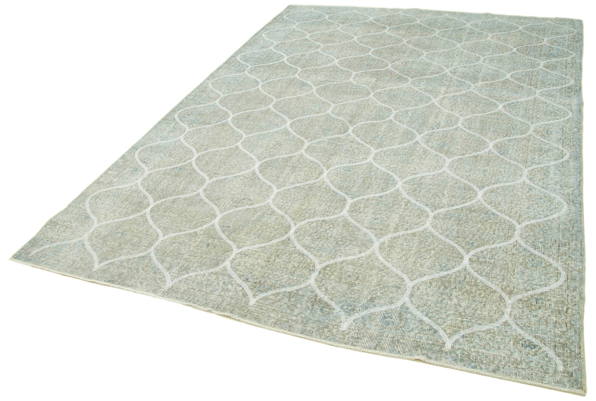 Handmade Wool Area Rug – Grey Geometric Turkish Handmade Carpet 6'7''x10'2''