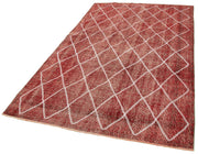 Handmade Geometric Rug – Red Geometric Carpet Cotton Wool Blend Area Rug 5'3''x8'11''