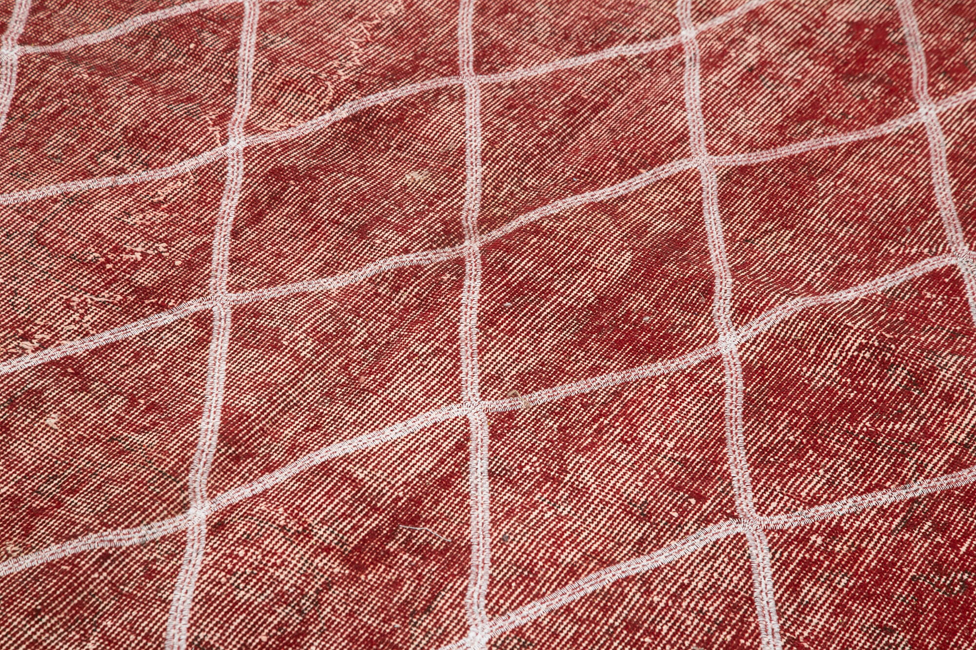 Handmade Geometric Rug – Red Geometric Carpet Cotton Wool Blend Area Rug 5'3''x8'11''