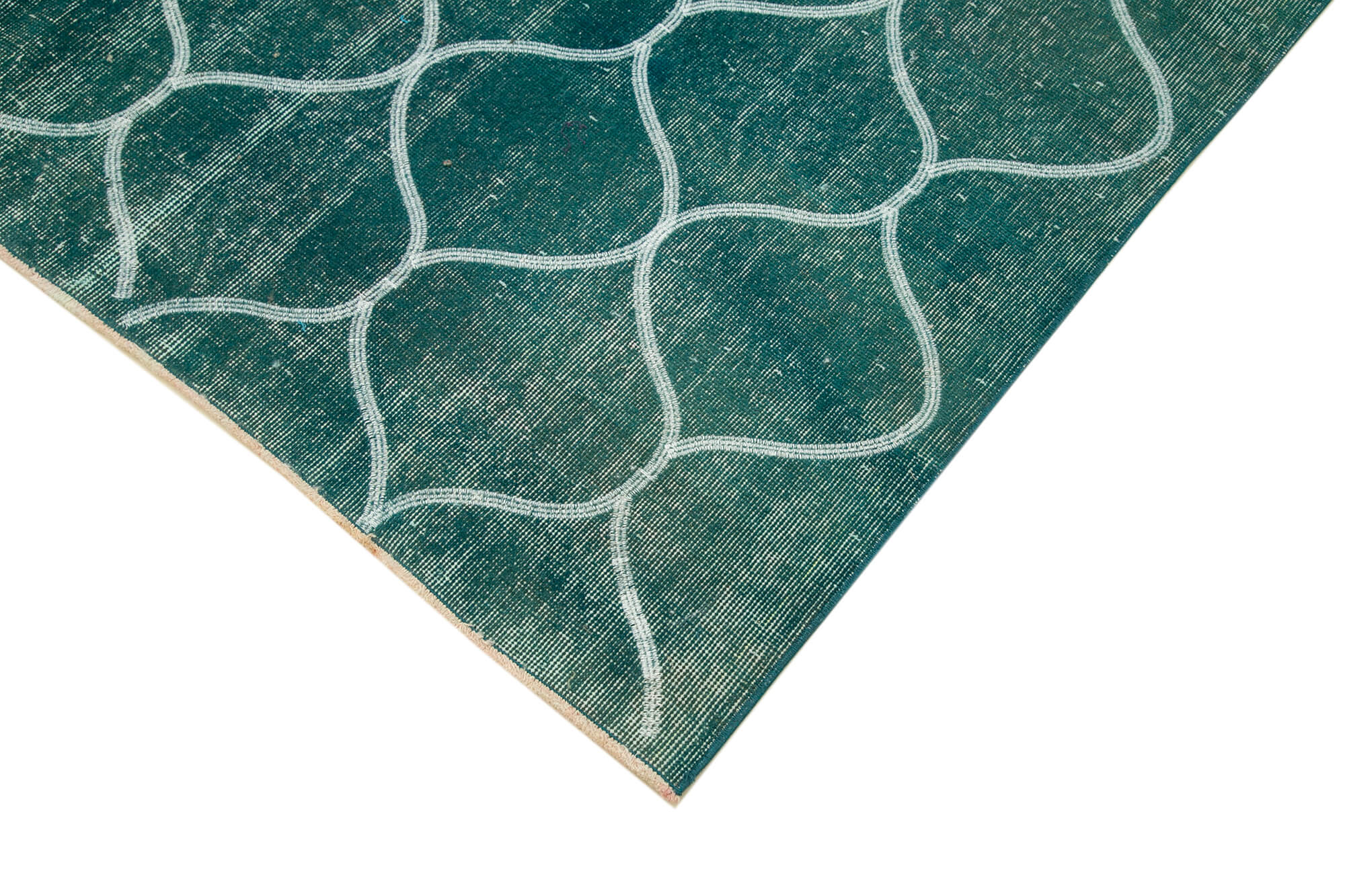 Handmade Geometric Rug – Turquoise Area Rug Cotton Wool Carpet 6'5"x9'11"