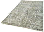 Handmade Geometric Rug - Grey Cotton Wool Area Rug 5x8 - Durable Wool Carpet