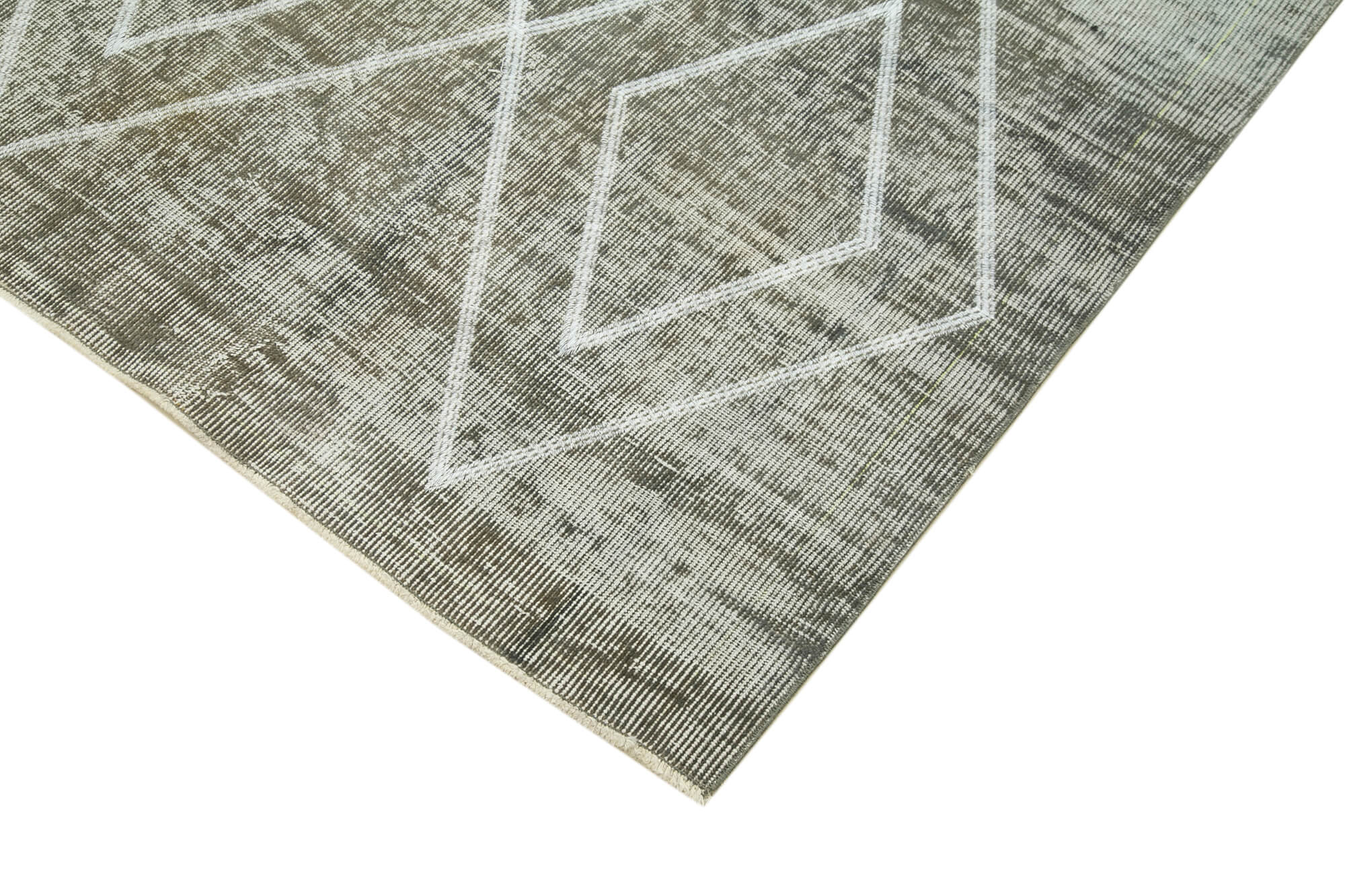 Handmade Geometric Rug - Grey Cotton Wool Area Rug 5x8 - Durable Wool Carpet