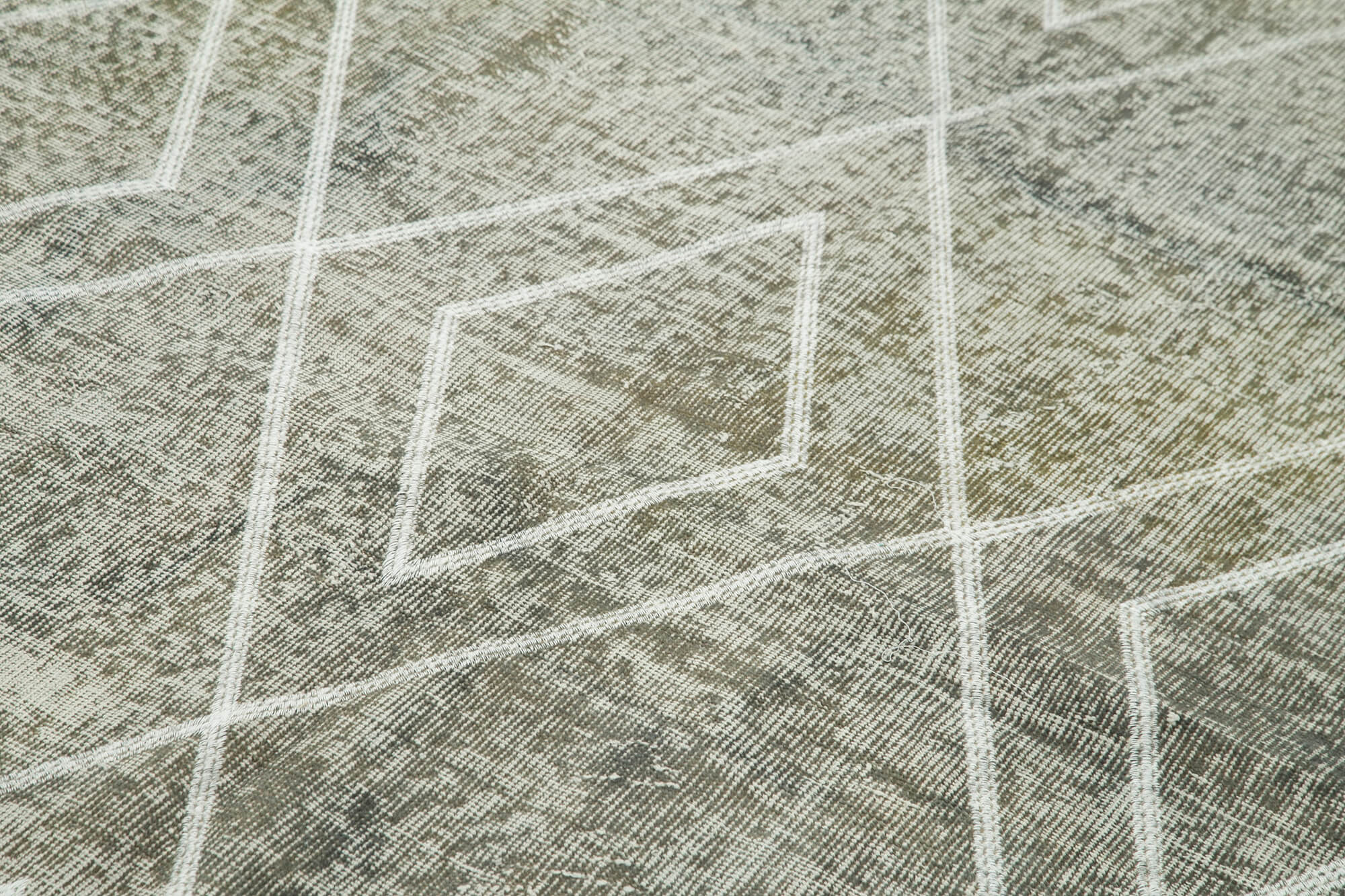 Handmade Geometric Rug - Grey Cotton Wool Area Rug 5x8 - Durable Wool Carpet