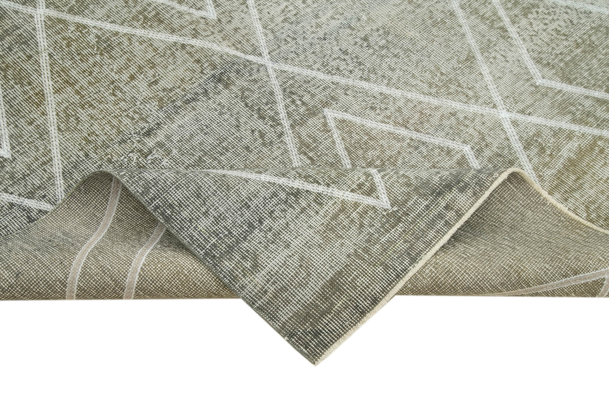 Handmade Geometric Rug - Grey Cotton Wool Area Rug 5x8 - Durable Wool Carpet