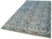 Handmade Geometric Rug – Blue Area Rug Cotton Wool Carpet 5'5''x9'8''