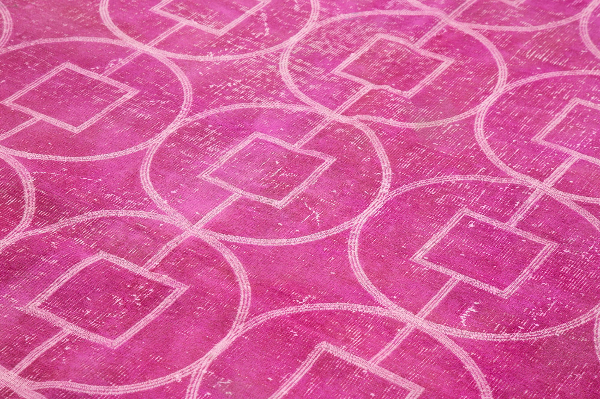 Handmade Geometric Rug - Pink Area Rug 6'9''x9'9'' Cotton Wool Soft Wool Carpet