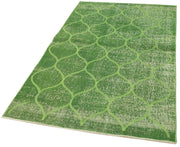 Handmade Wool Area Rug - Green Geometric Cotton Wool Carpet 3'10''x6'3''