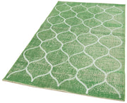 Handmade Wool Area Rug – Green Geometric Rug | Cotton Wool Carpet 3'10''x6'4''