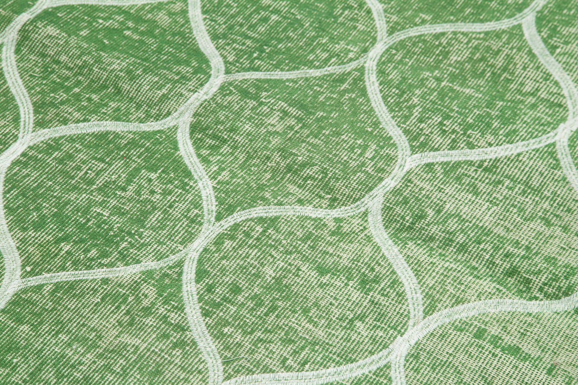 Handmade Wool Area Rug – Green Geometric Rug | Cotton Wool Carpet 3'10''x6'4''