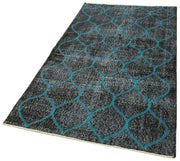 Handmade Wool Area Rug – Black Geometric Pattern, Cotton Wool Rug, Durable Floor Covering 3'8''x6'6''